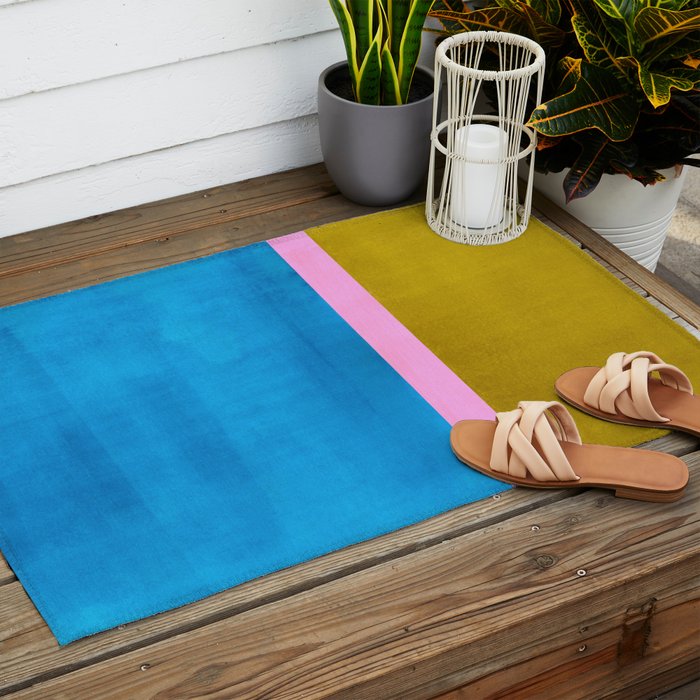 Olive Green Marine Colorfield Outdoor Rug Gallery Image 2