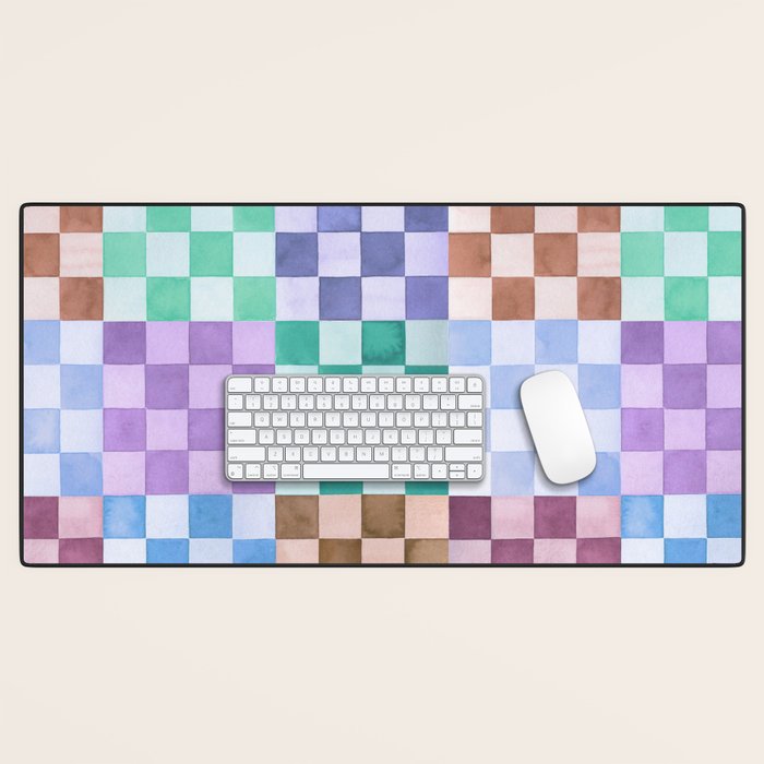Handmade checker Cool tones Cozy heirloom Desk Mat Gallery Image 1