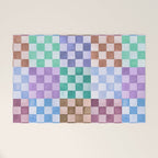 Handmade checker Cool tones Cozy heirloom Welcome Mat Gallery Image 1
