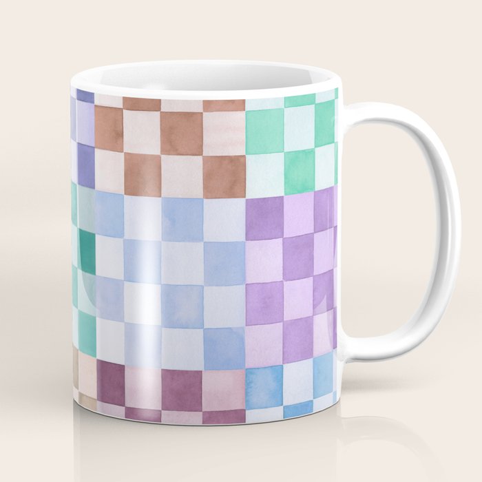 Handmade checker Cool tones Cozy heirloom Coffee Mug Gallery Image 1