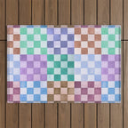 Handmade checker Cool tones Cozy heirloom Outdoor Rug Gallery Image 1