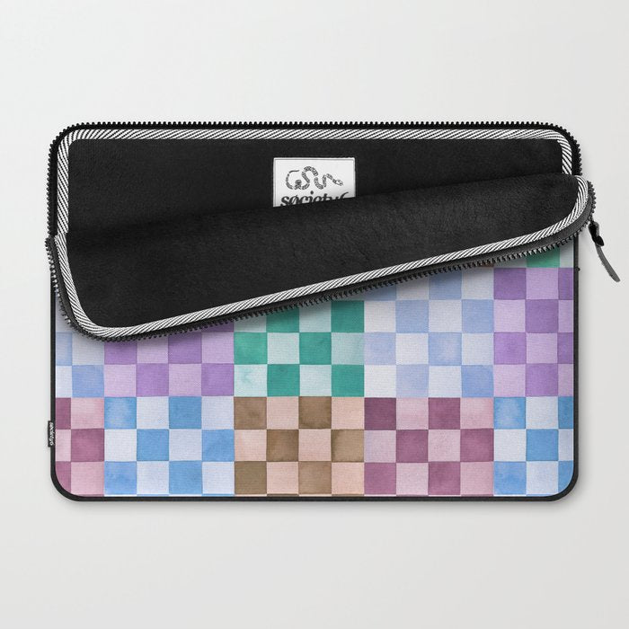 Handmade checker Cool tones Cozy heirloom Laptop Sleeve Gallery Image 2