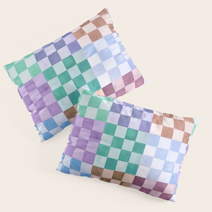 Handmade checker Cool tones Cozy heirloom Pillow Sham Gallery Image 3