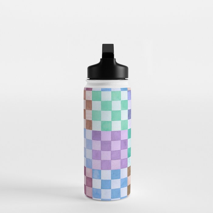 Handmade checker Cool tones Cozy heirloom Water Bottle Gallery Image 3