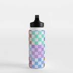 Handmade checker Cool tones Cozy heirloom Water Bottle Gallery Image 3