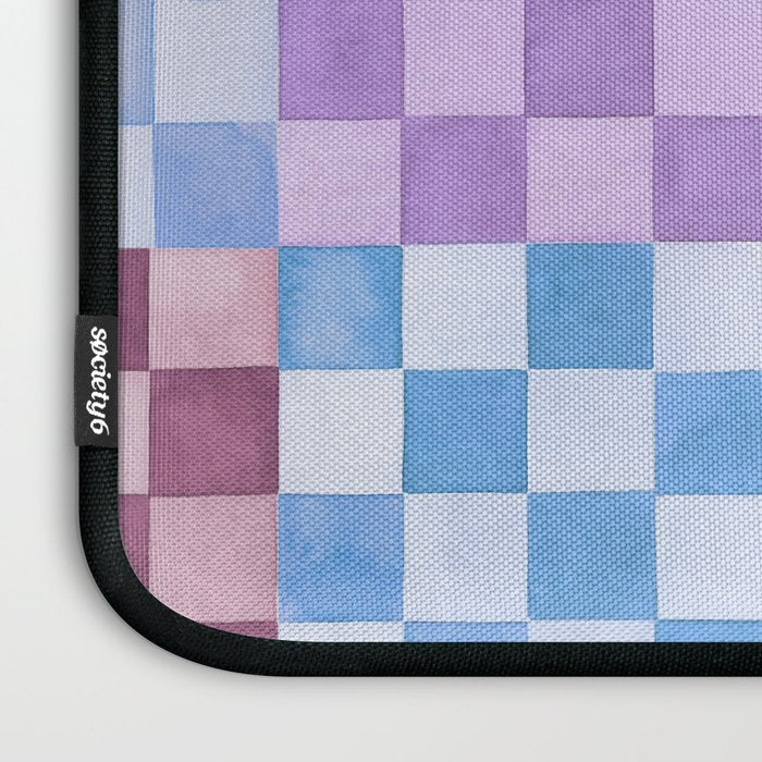 Handmade checker Cool tones Cozy heirloom Laptop Sleeve Gallery Image 3