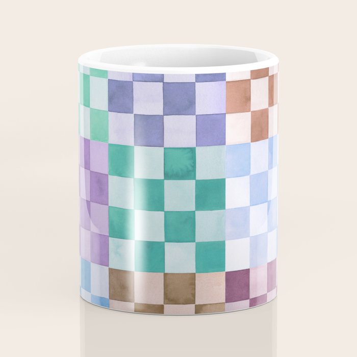 Handmade checker Cool tones Cozy heirloom Coffee Mug Gallery Image 4