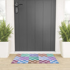 Handmade checker Cool tones Cozy heirloom Welcome Mat Gallery Image 3