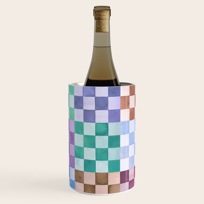 Handmade checker Cool tones Cozy heirloom Wine Chiller Gallery Image 1