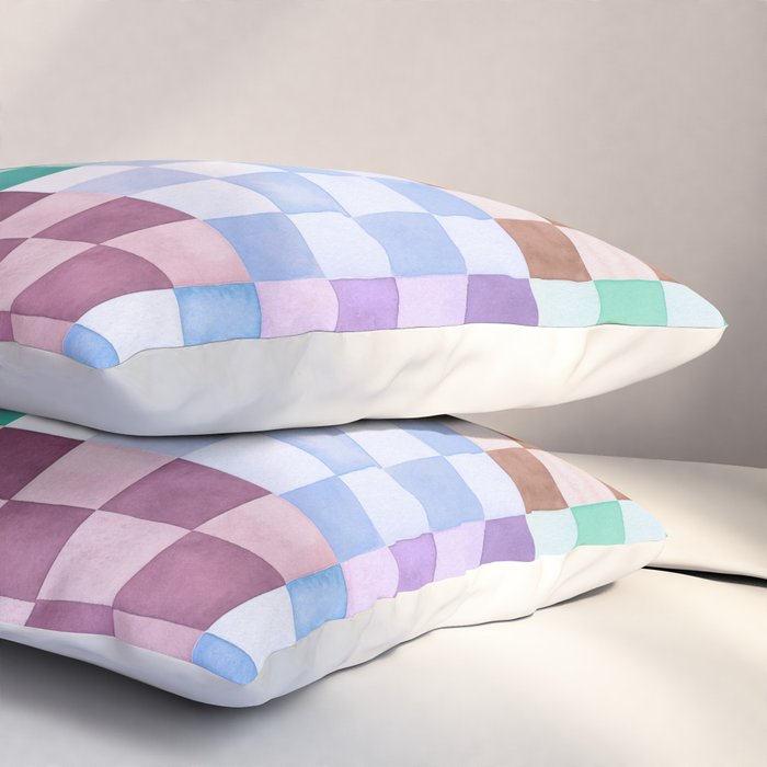 Handmade checker Cool tones Cozy heirloom Pillow Sham Gallery Image 3