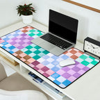 Handmade checker Cool tones Cozy heirloom Desk Mat Gallery Image 2