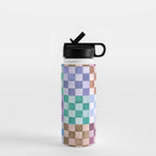 Handmade checker Cool tones Cozy heirloom Water Bottle Gallery Image 1