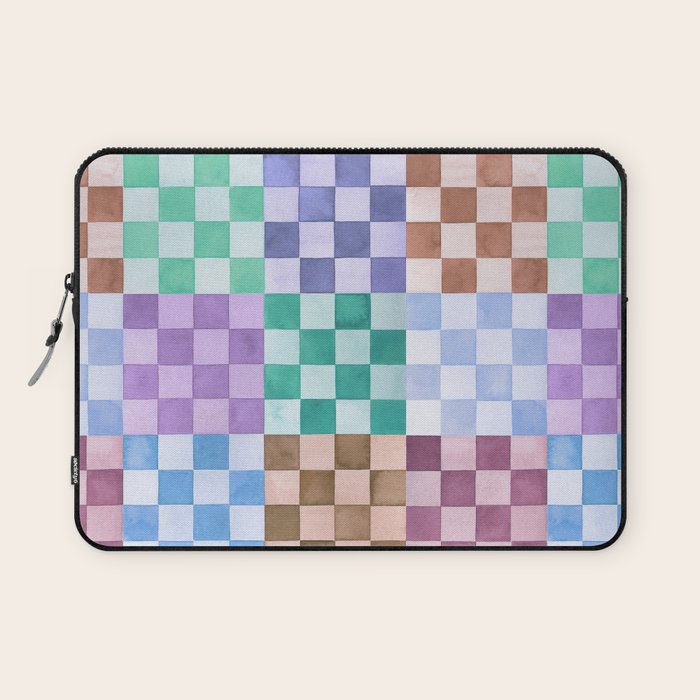 Handmade checker Cool tones Cozy heirloom Laptop Sleeve Gallery Image 1