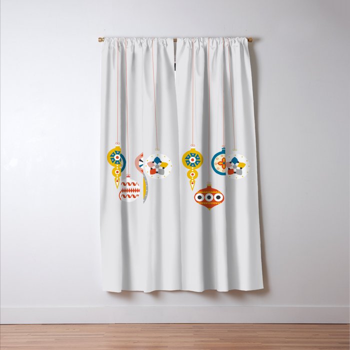 Christmas retro baubles no3 Window Curtain Gallery Image 3