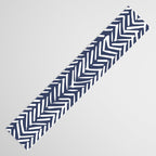 Boho Herringbone Pattern, Navy Blue and White Table Runner Gallery Image 3