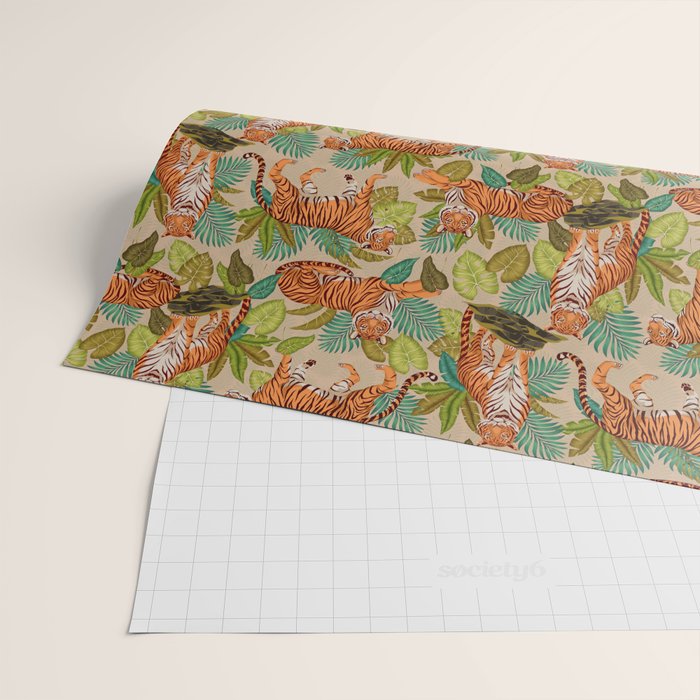 Jungle Tigers In Sand Brown Wrapping Paper Gallery Image 2