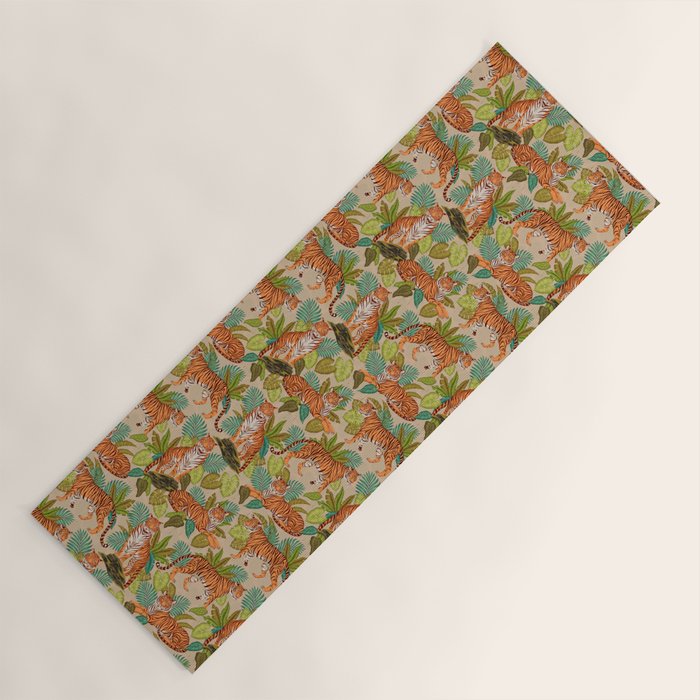 Jungle Tigers In Sand Brown Yoga Mat Gallery Image 1