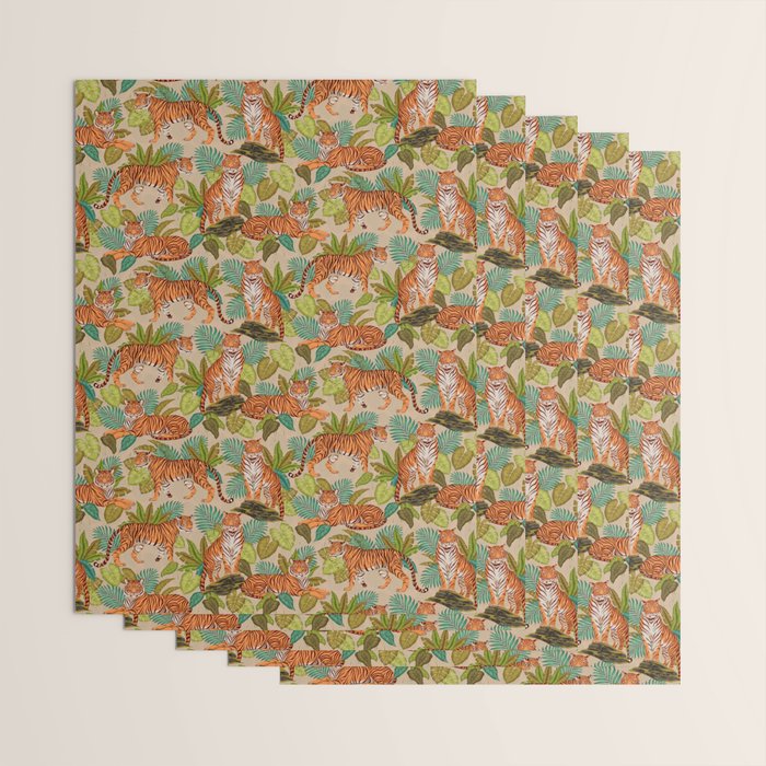 Jungle Tigers In Sand Brown Wrapping Paper Gallery Image 3