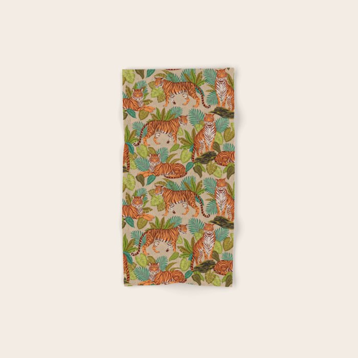 Jungle Tigers In Sand Brown Bath Towel Gallery Image 1
