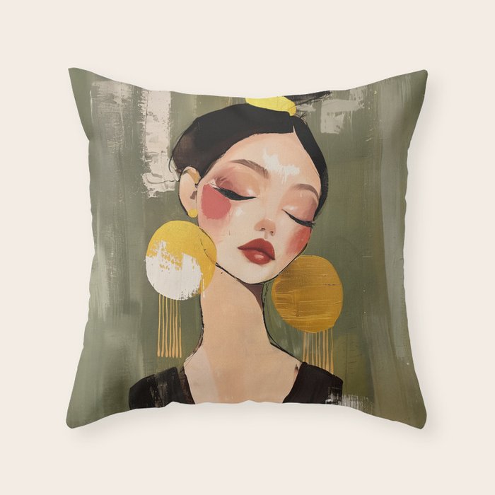 Golden Silence Modern Muse Throw Pillow Gallery Image 6