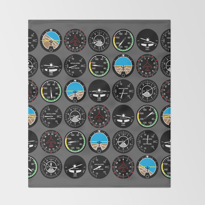 Flight Instruments Throw Blanket Gallery Image 2