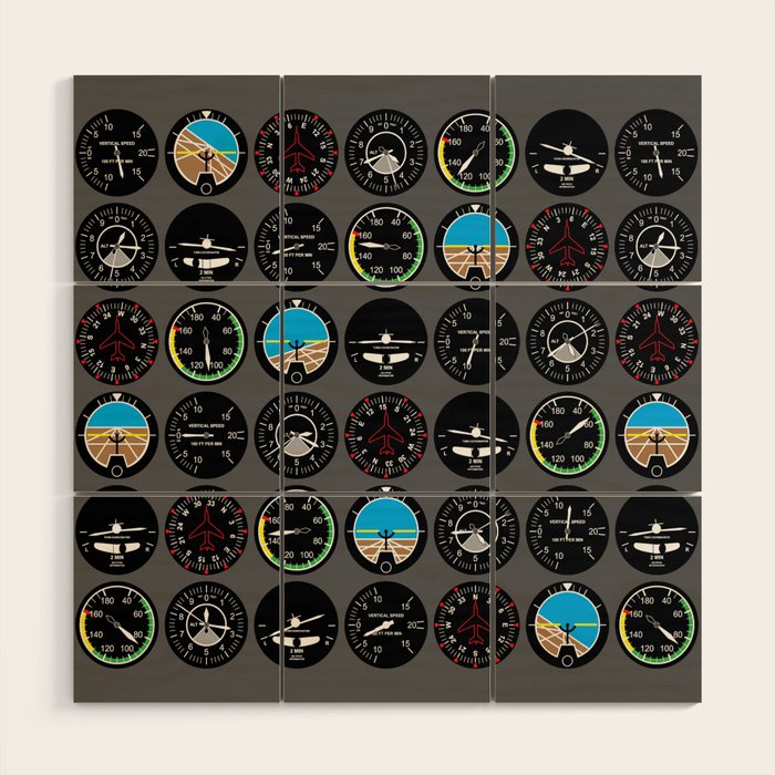 Flight Instruments Wood Wall Art Gallery Image 1