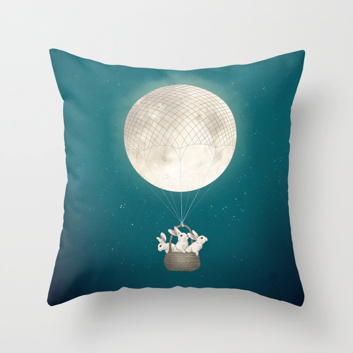 moon bunnies Throw Pillow Gallery Image 6