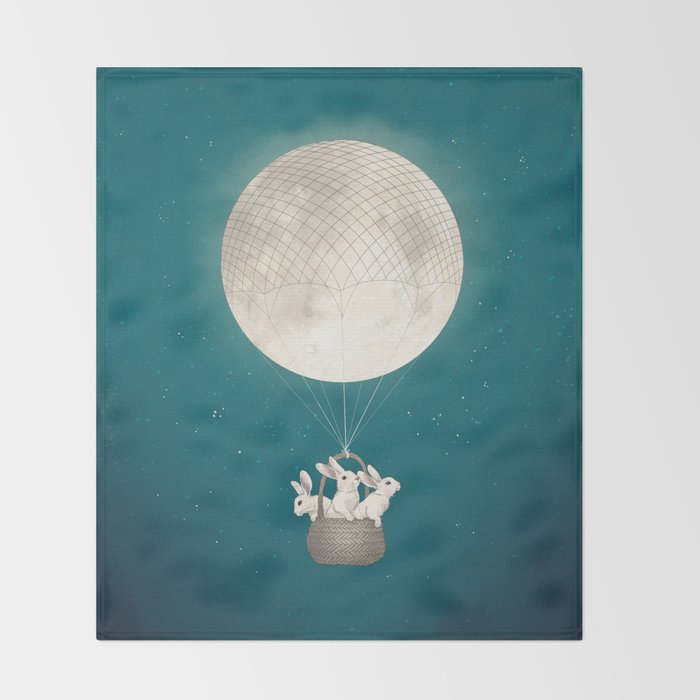 moon bunnies Throw Blanket Gallery Image 2