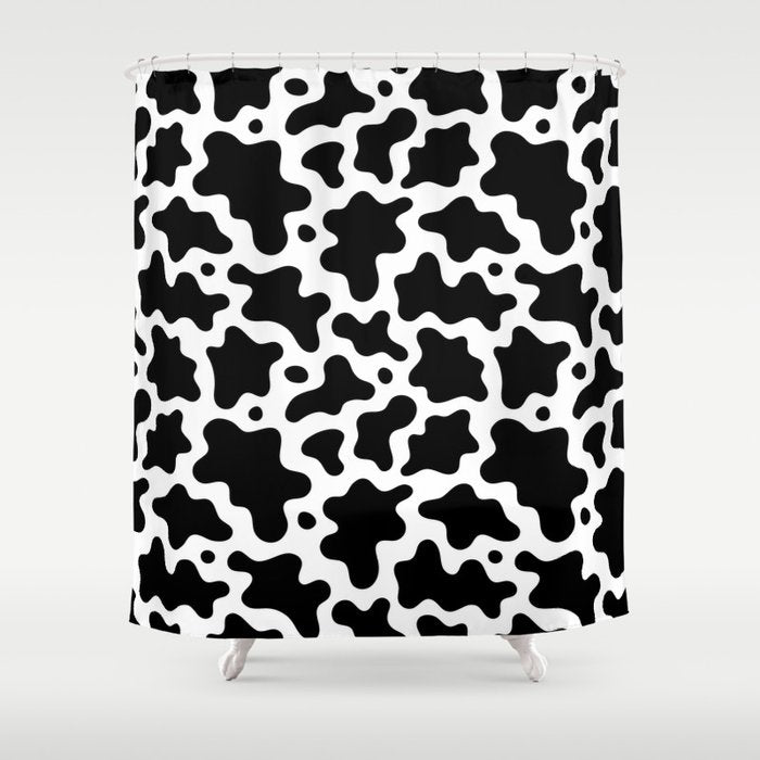 Abstract black and white cow print pattern Shower Curtain Gallery Image 1