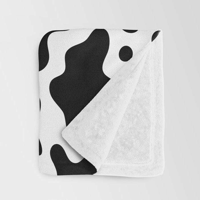 Abstract black and white cow print pattern Throw Blanket Gallery Image 3