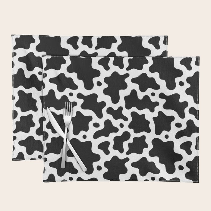 Abstract black and white cow print pattern Placemat Gallery Image 1