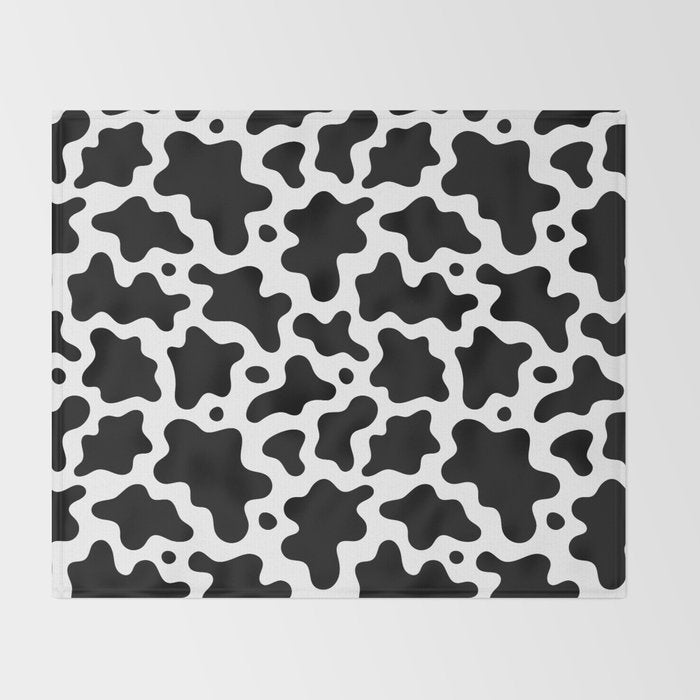 Abstract black and white cow print pattern Throw Blanket Gallery Image 2