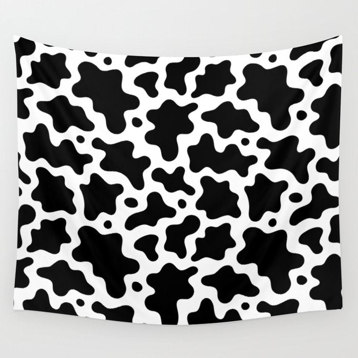 Abstract black and white cow print pattern Wall Tapestry Gallery Image 4