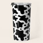 Abstract black and white cow print pattern Travel Mug Gallery Image 3