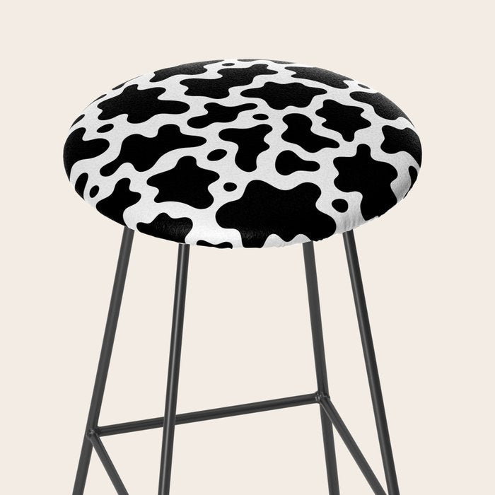 Abstract black and white cow print pattern Stool Gallery Image 2