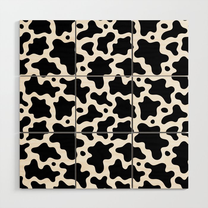 Abstract black and white cow print pattern Wood Wall Art Gallery Image 1