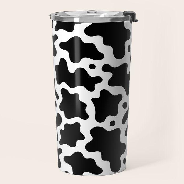 Abstract black and white cow print pattern Travel Mug Gallery Image 2