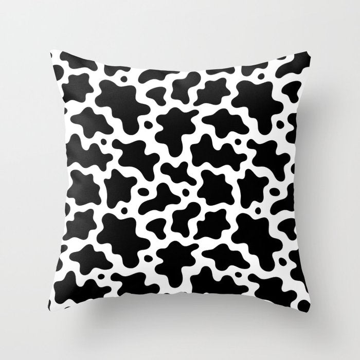 Abstract black and white cow print pattern Throw Pillow Gallery Image 6
