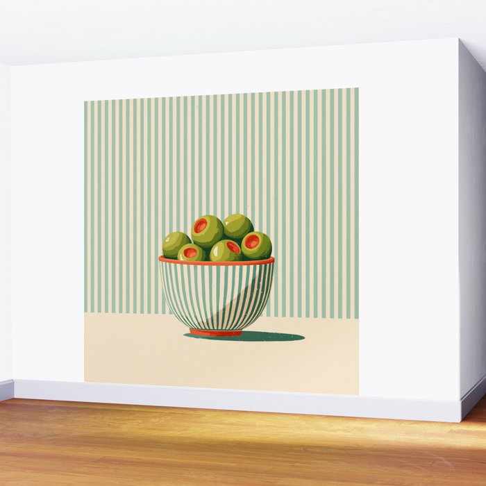 Retro Olive Bowl Illustration Wall Mural Gallery Image 2