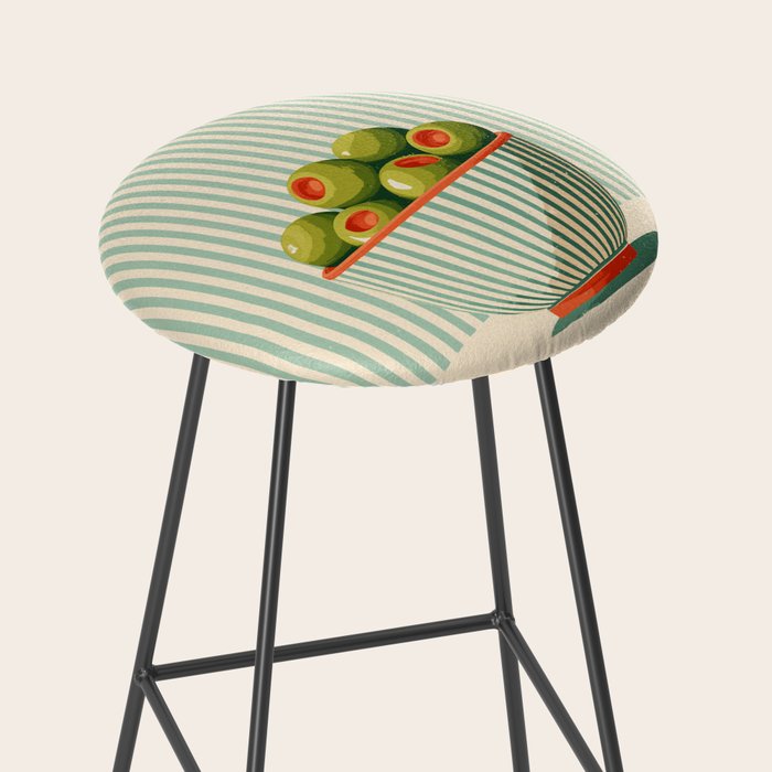 Retro Olive Bowl Illustration Stool Gallery Image 2