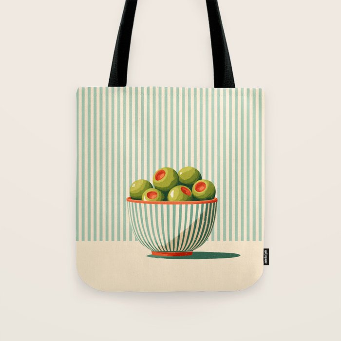 Retro Olive Bowl Illustration Tote Bag Gallery Image 1