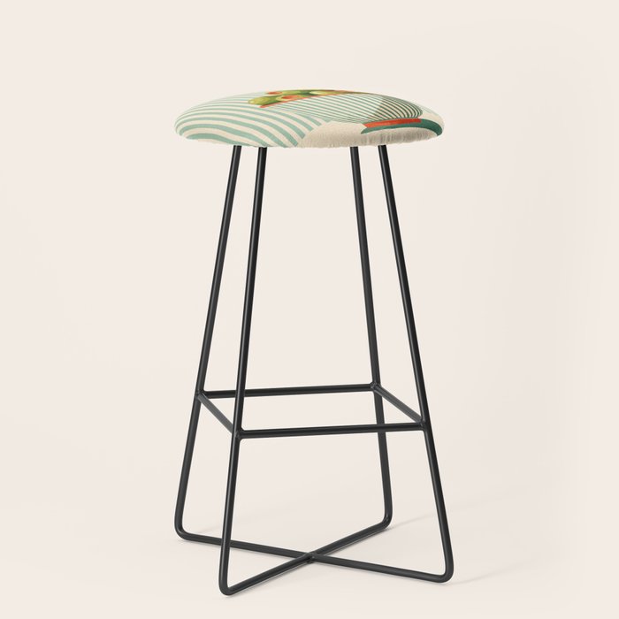 Retro Olive Bowl Illustration Stool Gallery Image 1