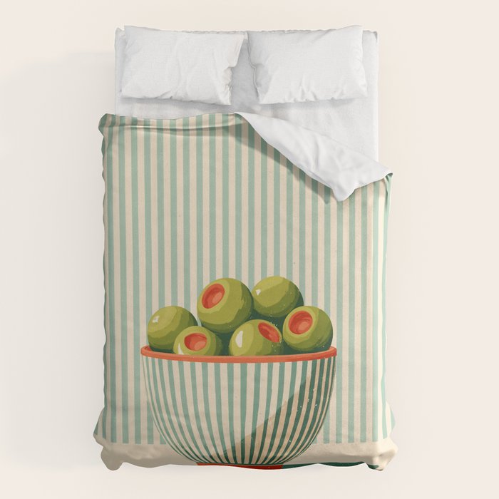Retro Olive Bowl Illustration Duvet Cover Gallery Image 6