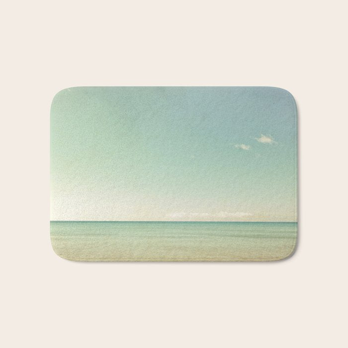 Serenity - blue beach lake michigan summer travel photograph Bath Mat Gallery Image 1