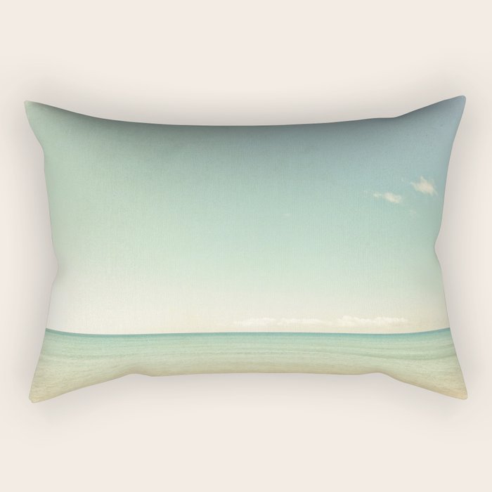 Serenity - blue beach lake michigan summer travel photograph Rectangular Pillow Gallery Image 1