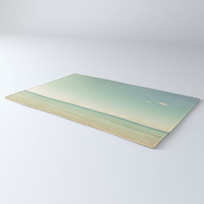 Serenity - blue beach lake michigan summer travel photograph Rug Gallery Image 3