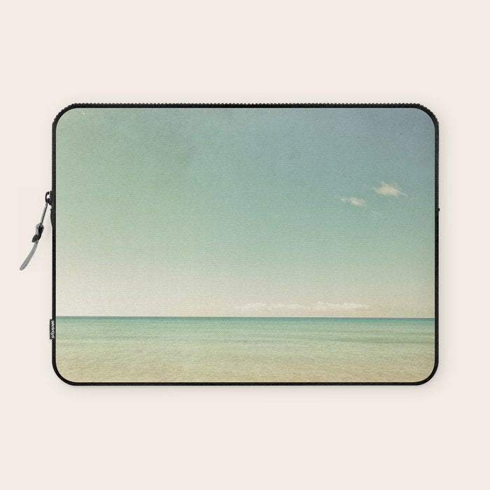 Serenity - blue beach lake michigan summer travel photograph Laptop Sleeve Gallery Image 1