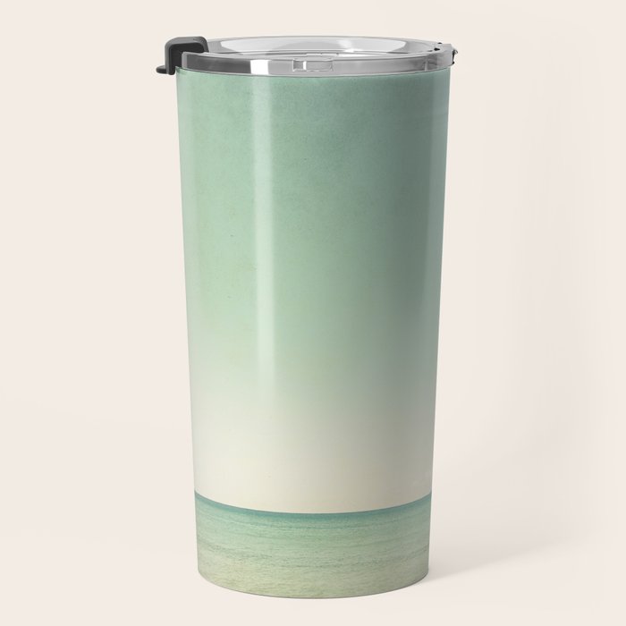 Serenity - blue beach lake michigan summer travel photograph Travel Mug Gallery Image 3
