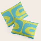 Mid Century Modern Piquet Abstract Pattern Bright Lime Green and Turquoise Pillow Sham Gallery Image 3