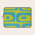 Mid Century Modern Piquet Abstract Pattern Bright Lime Green and Turquoise Laptop Sleeve Gallery Image 1